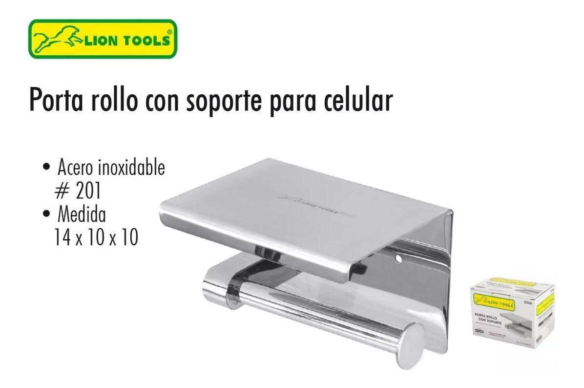 Porta Rollo Con Soporte Acero Inoxidable Color Gris