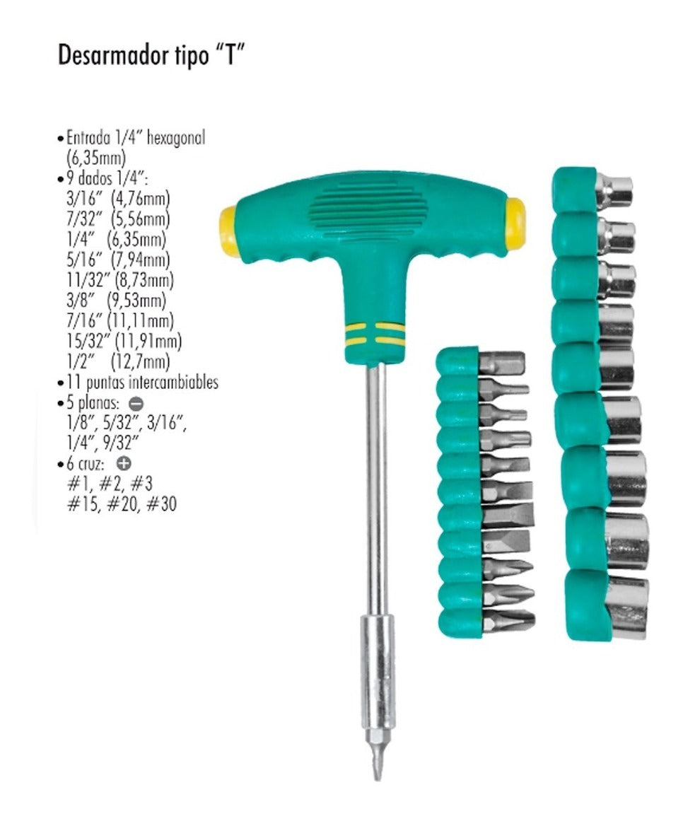 Desarmador Tipo T Juego 22 Piezas