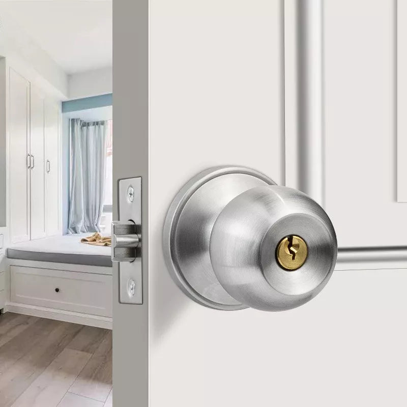 Cerradura Chapa De Perilla Acero Inoxidable Puerta Recámara Plateado