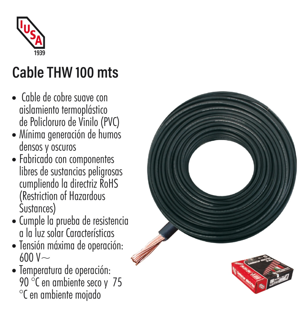 Cable THW 100 mts Marca IUSA