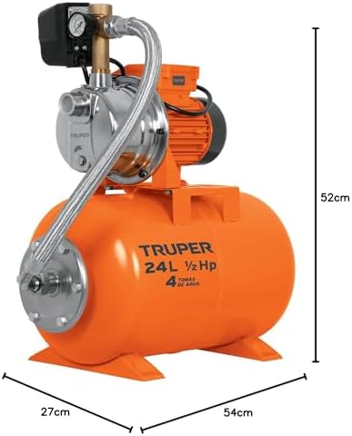 Truper HIDR-1/2X24, Bomba (Equipo hidroneumático) Uso doméstico, 24 Litros