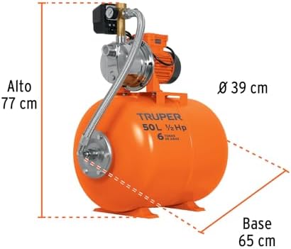 Truper HIDR-1/2X24, Bomba (Equipo hidroneumático) Uso doméstico, 24 Litros