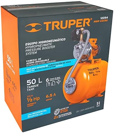 Truper HIDR-1/2X24, Bomba (Equipo hidroneumático) Uso doméstico, 24 Litros