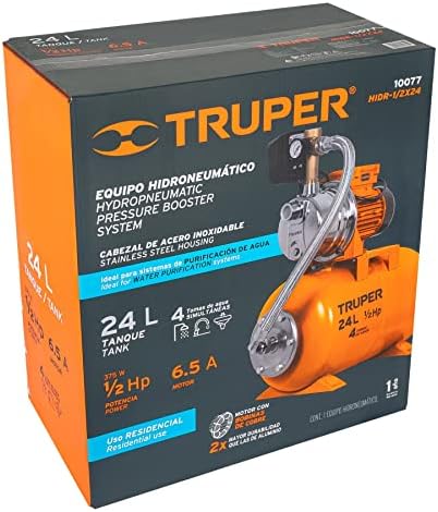 Truper HIDR-1/2X24, Bomba (Equipo hidroneumático) Uso doméstico, 24 Litros