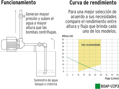 Pretul BOAP-1/2P3, Bomba eléctrica periférica para agua 1/2 Hp uso agrícola