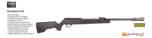 Rifle Magnun Nitropiston Domain 1000 Fts Cal 5.5 Amunition Negro 5.5 Mm