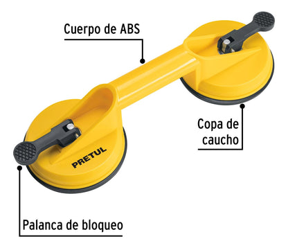 Ventosa Para Vidrio 2 Copas De Succión Pretul 23051