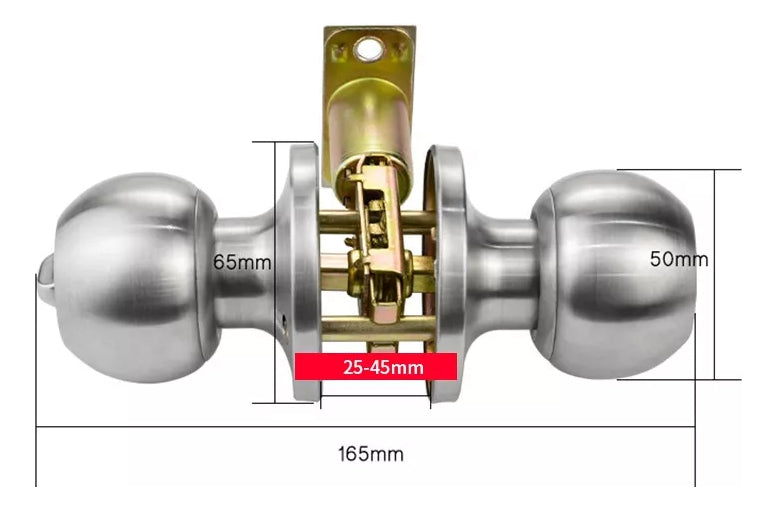 Cerradura Chapa De Perilla Acero Inoxidable Puerta Recámara Plateado