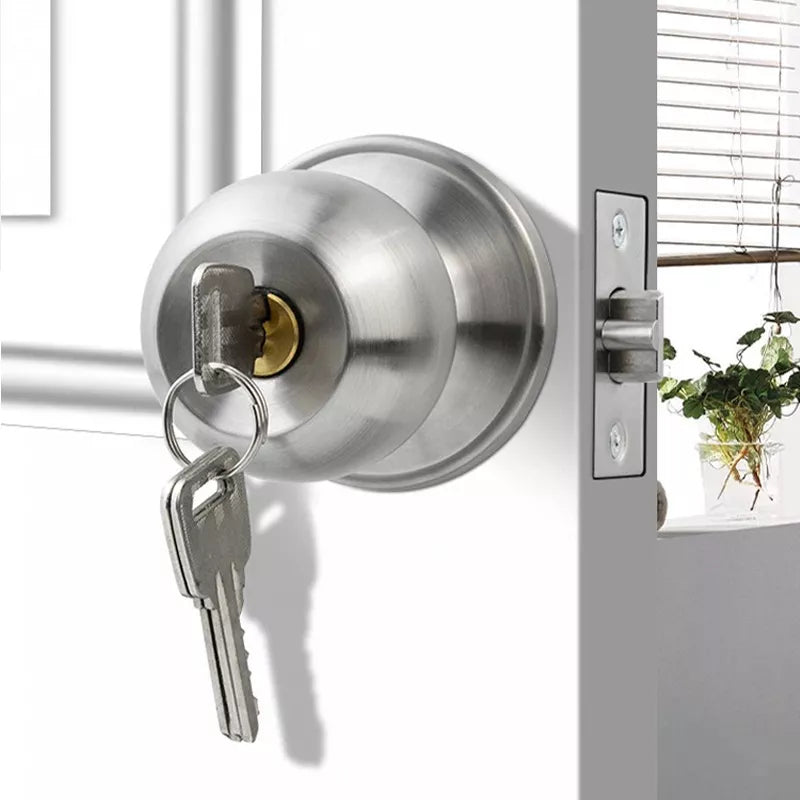 Cerradura Chapa De Perilla Acero Inoxidable Puerta Recámara Plateado