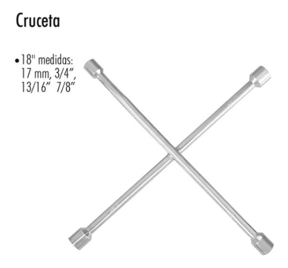 Cruceta Llave De Cruz 18 Pulgadas 457,2mm Pulida Y Cromada