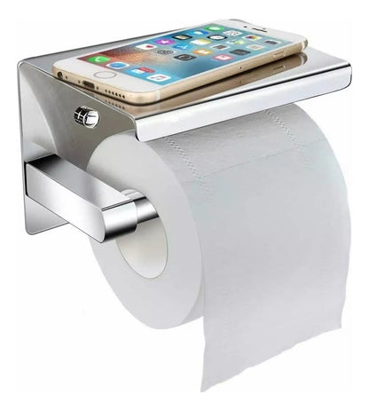 Porta Rollo Con Soporte Acero Inoxidable  Color Gris