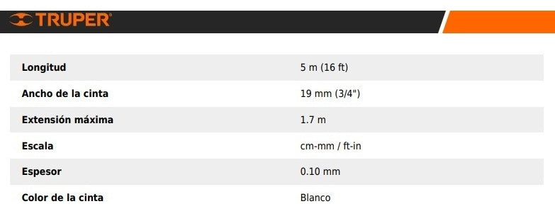 Cinta Métrica Pretul 5 Metros Reforzada Calidad
