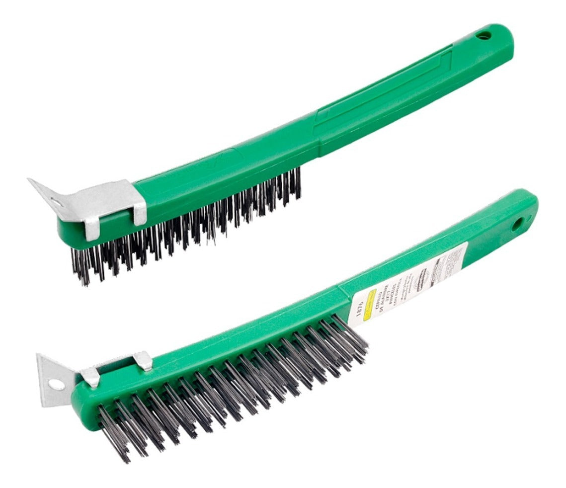 Cepillo Alambre Cerdas  Acero Alta Resistencia Con Espatula