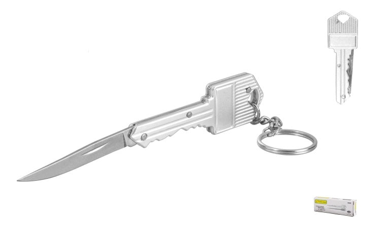 Navaja Oculta Llavero Forma De Llave Plegable Color Plateado