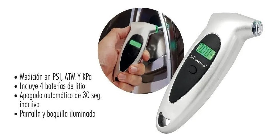 Medidor Calibrador De Presión Digital Llantas Luz Led