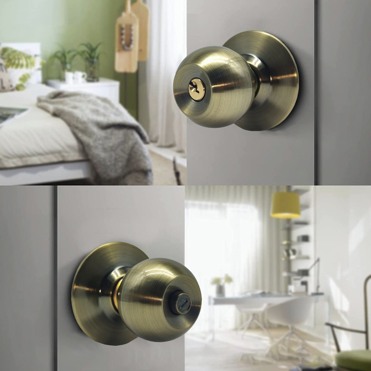 Cerradura Chapa Perilla Acero Inoxidable Puerta Recámara Verde Oscuro