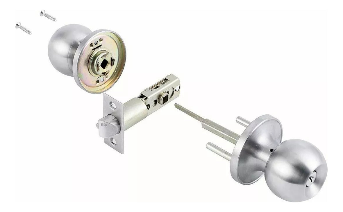 Cerradura Chapa De Perilla Acero Inoxidable Puerta Recámara Plateado