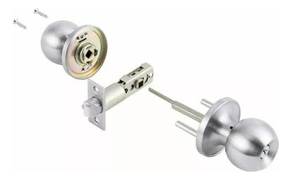 Cerradura Chapa De Perilla Acero Inoxidable Puerta Recámara Plateado