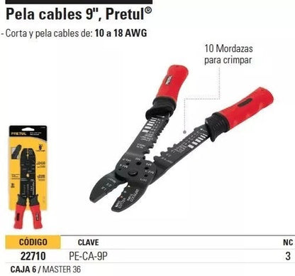 Pinza Pela Cables 9'', 6 Mordazas 22710 Pretul