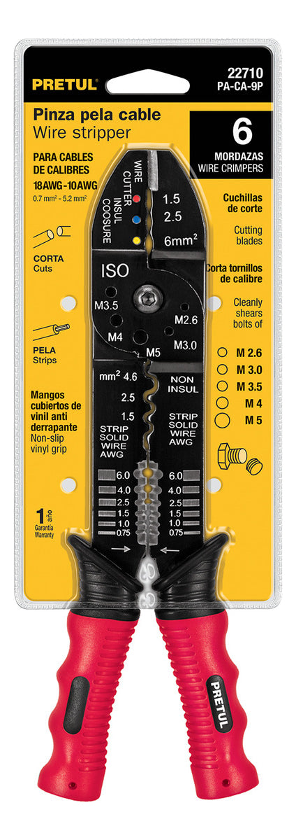 Pinza Pela Cables 9'', 6 Mordazas 22710 Pretul