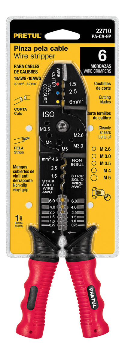 Pinza Pela Cables 9'', 6 Mordazas 22710 Pretul