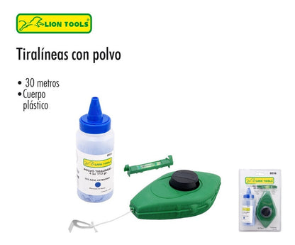Tiralineas Con Polvo Y Nivel 30 Metros Lion Tools