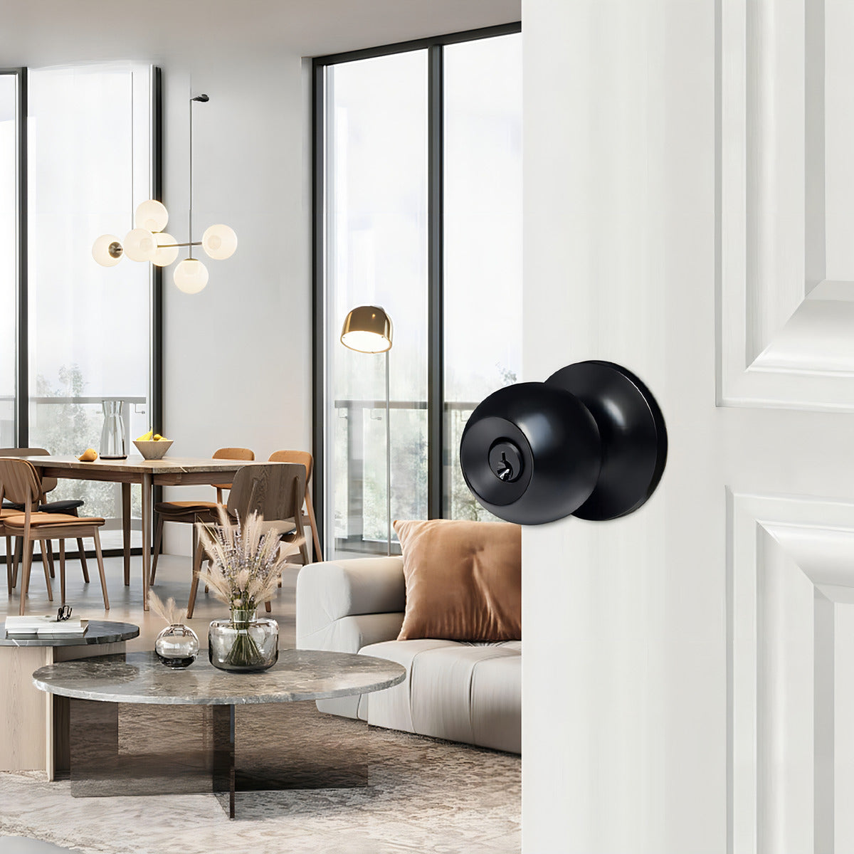 Cerradura Chapa Perilla Bola Negro Mate Puerta Recamara