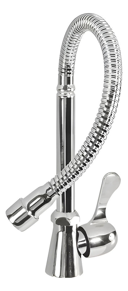 Llave Mezcladora Monomando De Baño Flexible Lion Tools Acabado Cromado Color Plateado