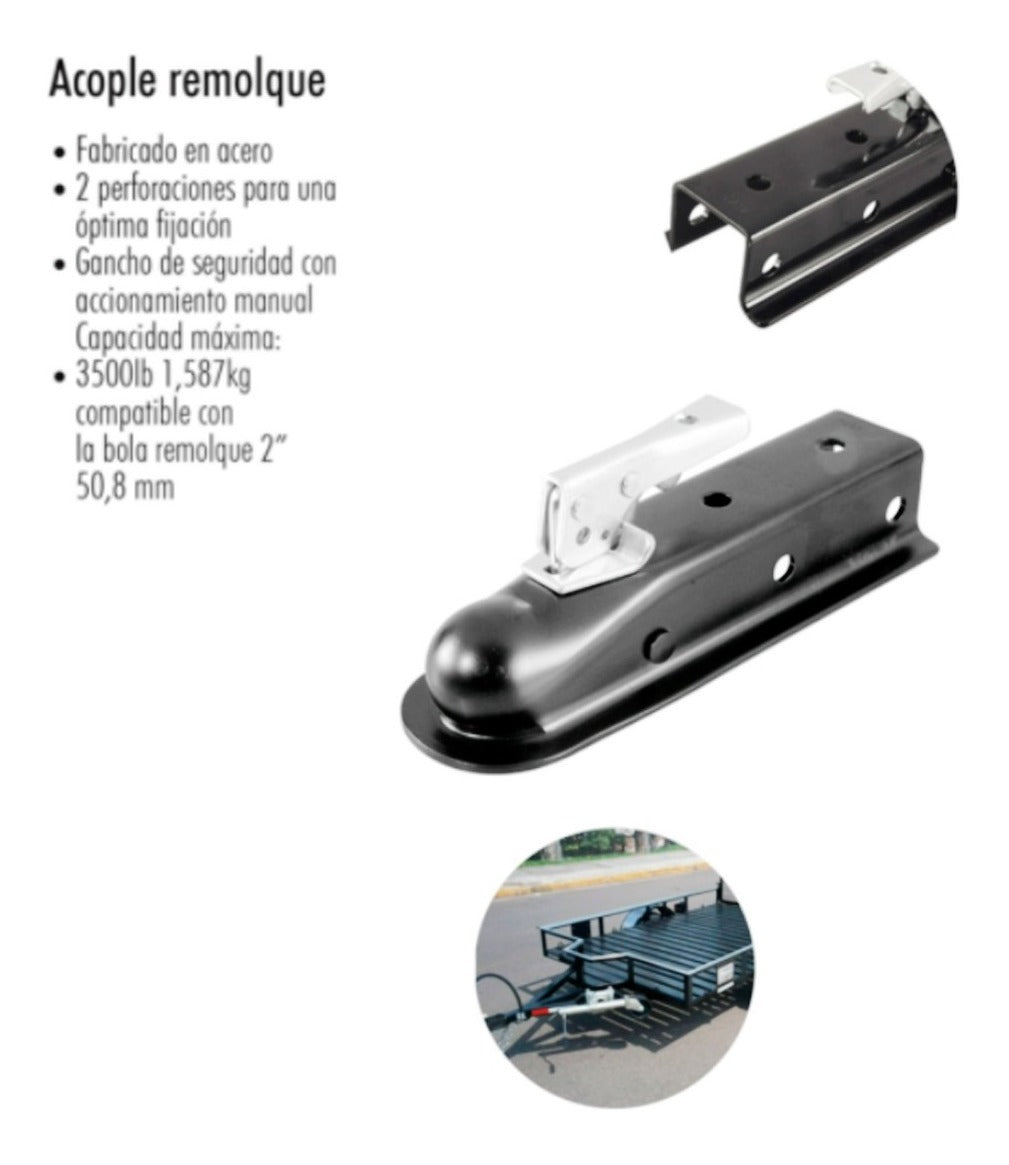Acople Remolque Compatible Bola 2  Soporte 3500lb Acero