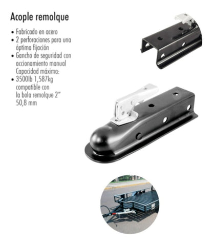 Acople Remolque Compatible Bola 2  Soporte 3500lb Acero