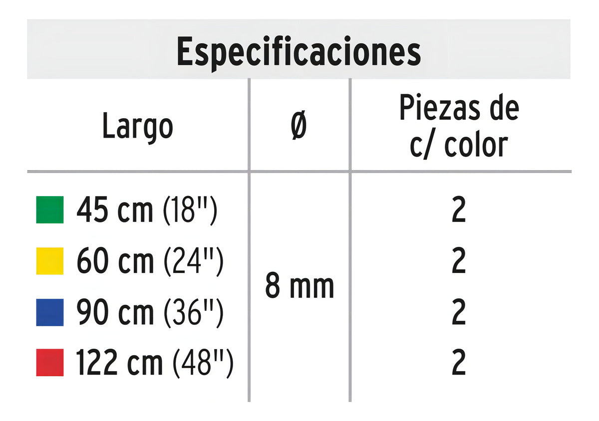 Tensores Elásticos, Set Con 8 Piezas, Pretul 22021