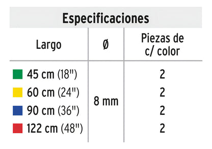 Tensores Elásticos, Set Con 8 Piezas, Pretul 22021