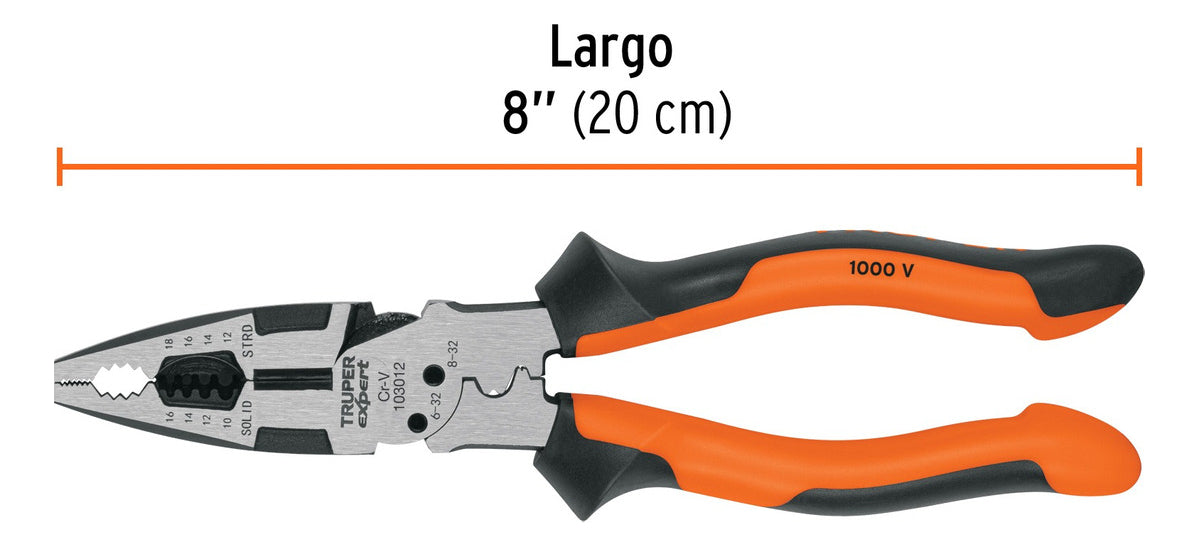 Pinza Multi 8¨electricista Comfort Grip Truper Expert 103012