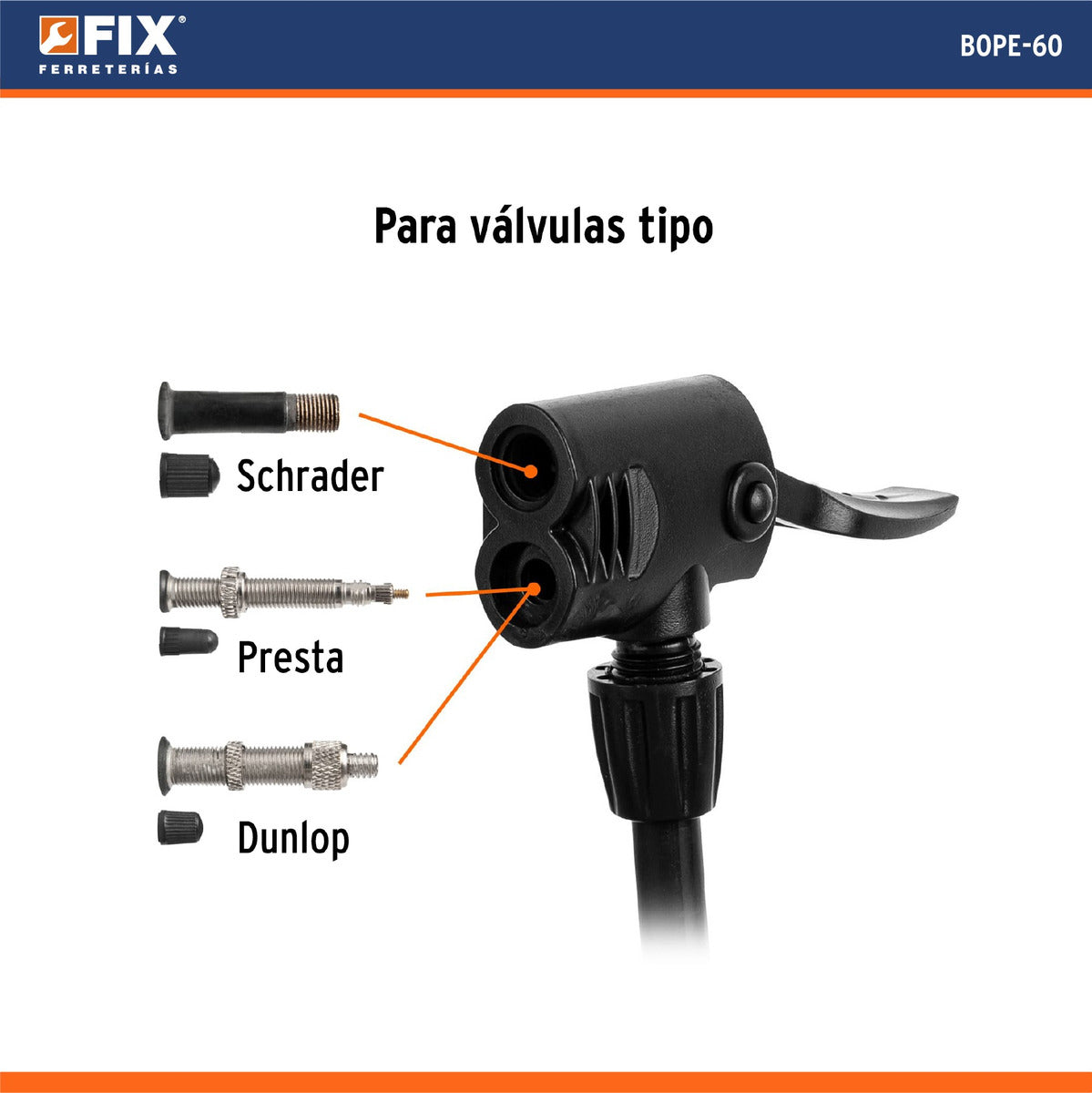 Bomba De Pedal 60 Psi Truper BOPE-60 101667 Color Naranja