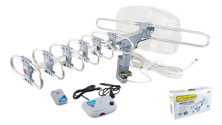 Antena Aérea Giratoria Con Rotor Hdtv Uhf/vhf/fm Lion Tools