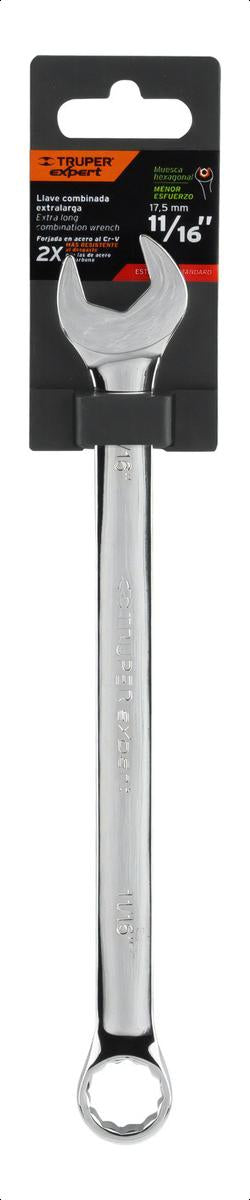 Llave Combinada, Extralarga, 11/16' X 255 Mm Truper 15597 Color Gris