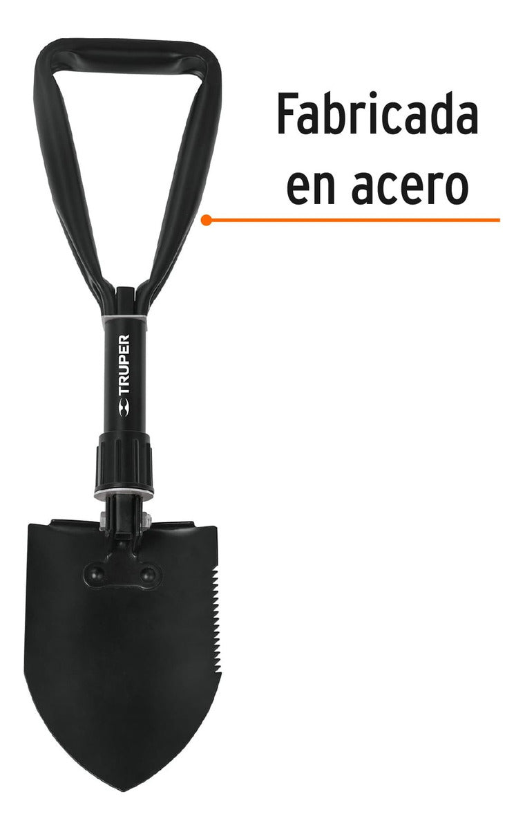 Pala Plegable De Acero, Multifunción, 18'', Truper Ple-18 Color Negro