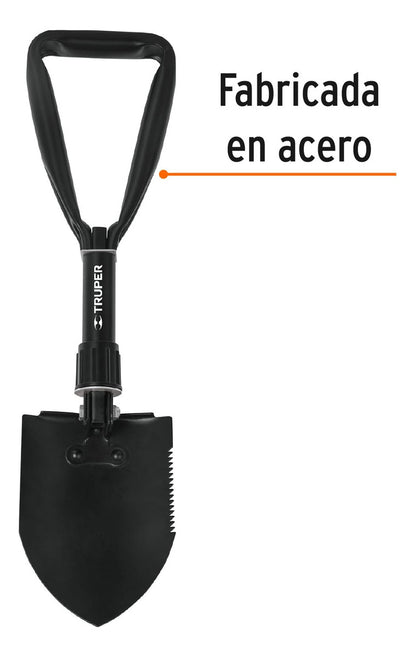 Pala Plegable De Acero, Multifunción, 18'', Truper Ple-18 Color Negro