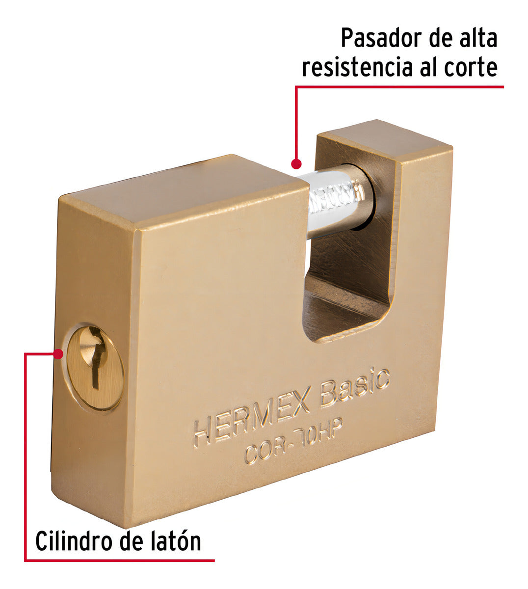 Candado Antipalanca, 70mm, Cuerpo De Hierro, Hermex 23540