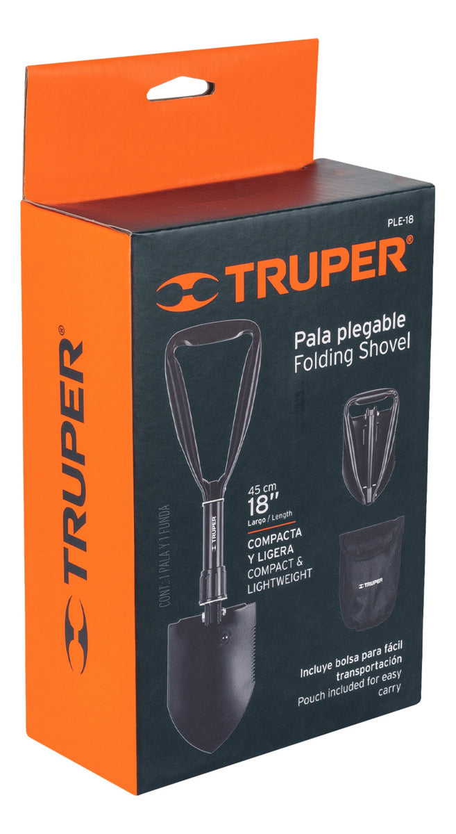 Pala Plegable De Acero, Multifunción, 18'', Truper Ple-18 Color Negro
