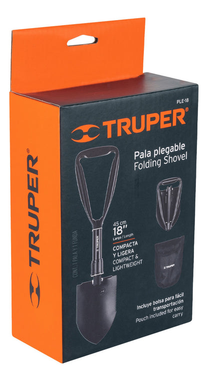 Pala Plegable De Acero, Multifunción, 18'', Truper Ple-18 Color Negro