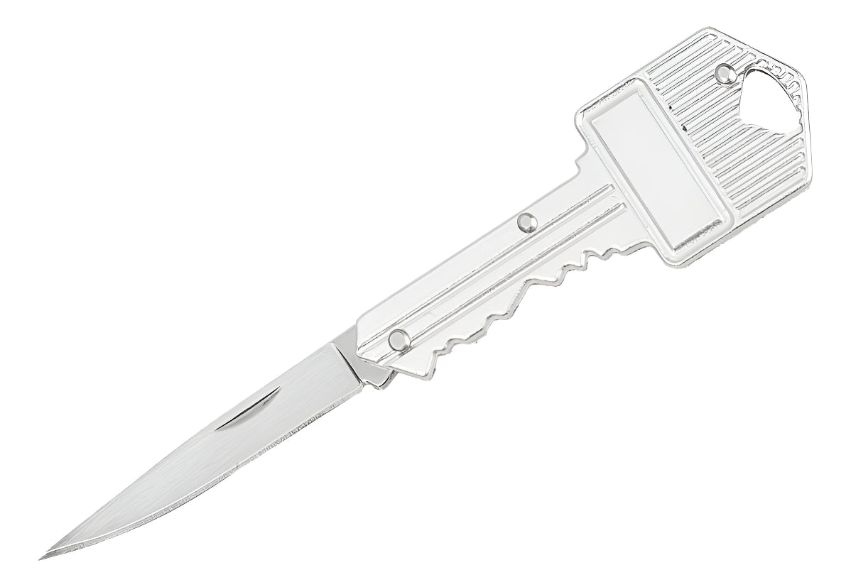 Navaja Oculta Llavero Forma De Llave Plegable Color Plateado