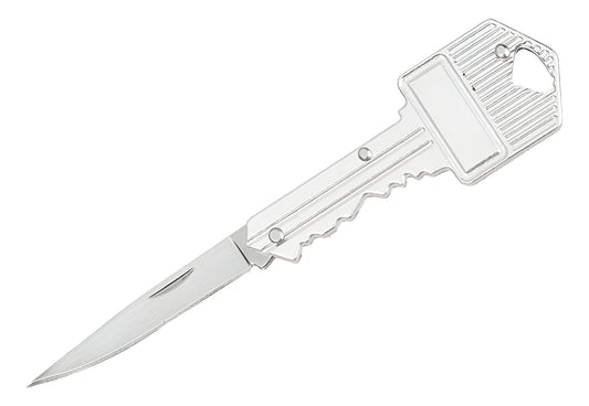 Navaja Oculta Llavero Forma De Llave Plegable Color Plateado