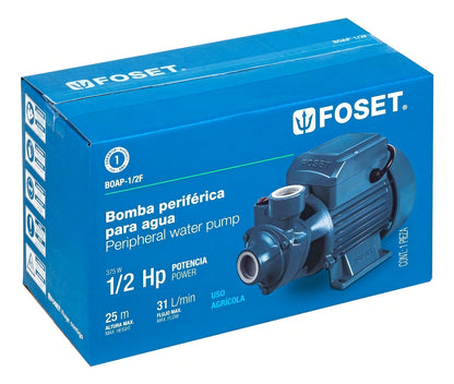 Bomba Eléctrica Periférica Agua 1/2 Hp, Foset Foset 49877 Frecuencia 60 Color Azul