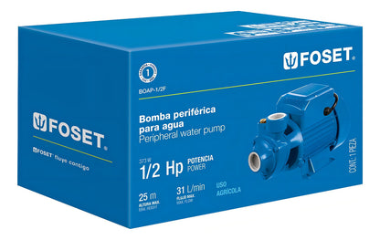 Bomba Eléctrica Periférica Agua 1/2 Hp, Foset Foset 49877 Frecuencia 60 Color Azul