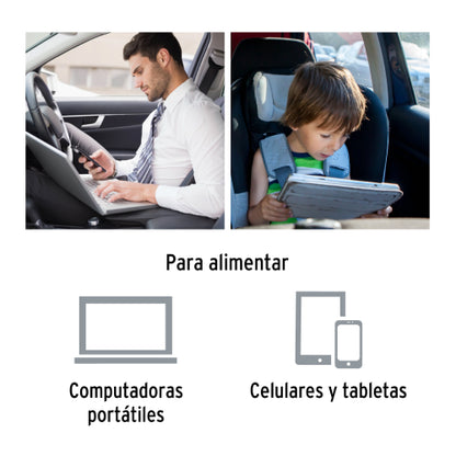 Inversor de corriente de 120w con puertos USB, truper