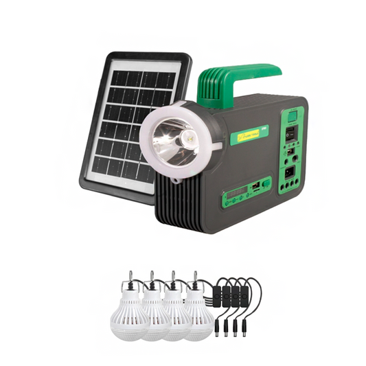 Sistema de iluminacion solar con radio y luz de emergencia